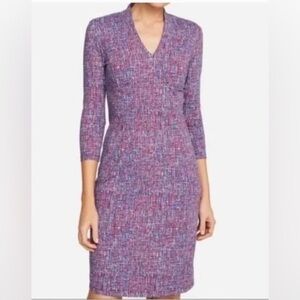J. McLaughlin Red and Blue Crosshatch Ivana Sheath Dress Small